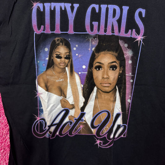City Girls Act Up Rap Portrait Oversized Tshirt size Small