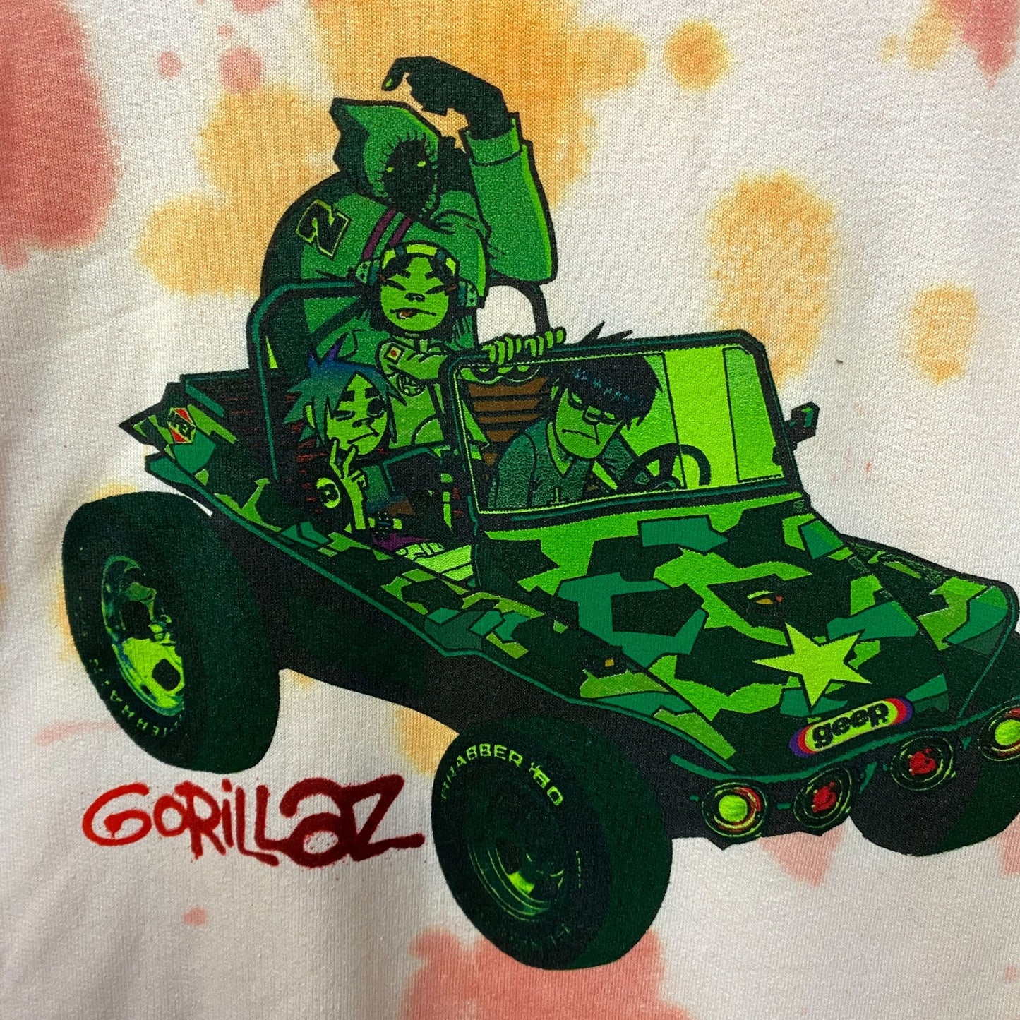 Gorillaz Self-Titled Album Cover Tie-Dye Hoodie Size Xl