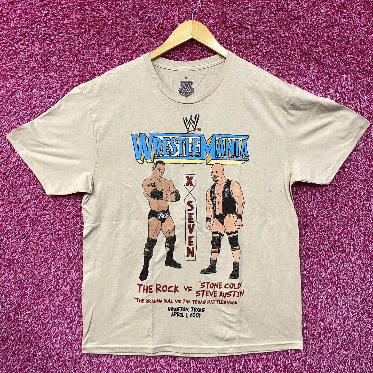 WWE WrestleMania The Rock VS. Stone Cold Steve Austin T-Shirt 2XL