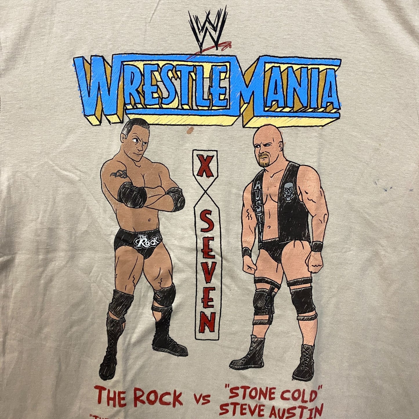 WWE WrestleMania The Rock VS. Stone Cold Steve Austin T-Shirt 2XL