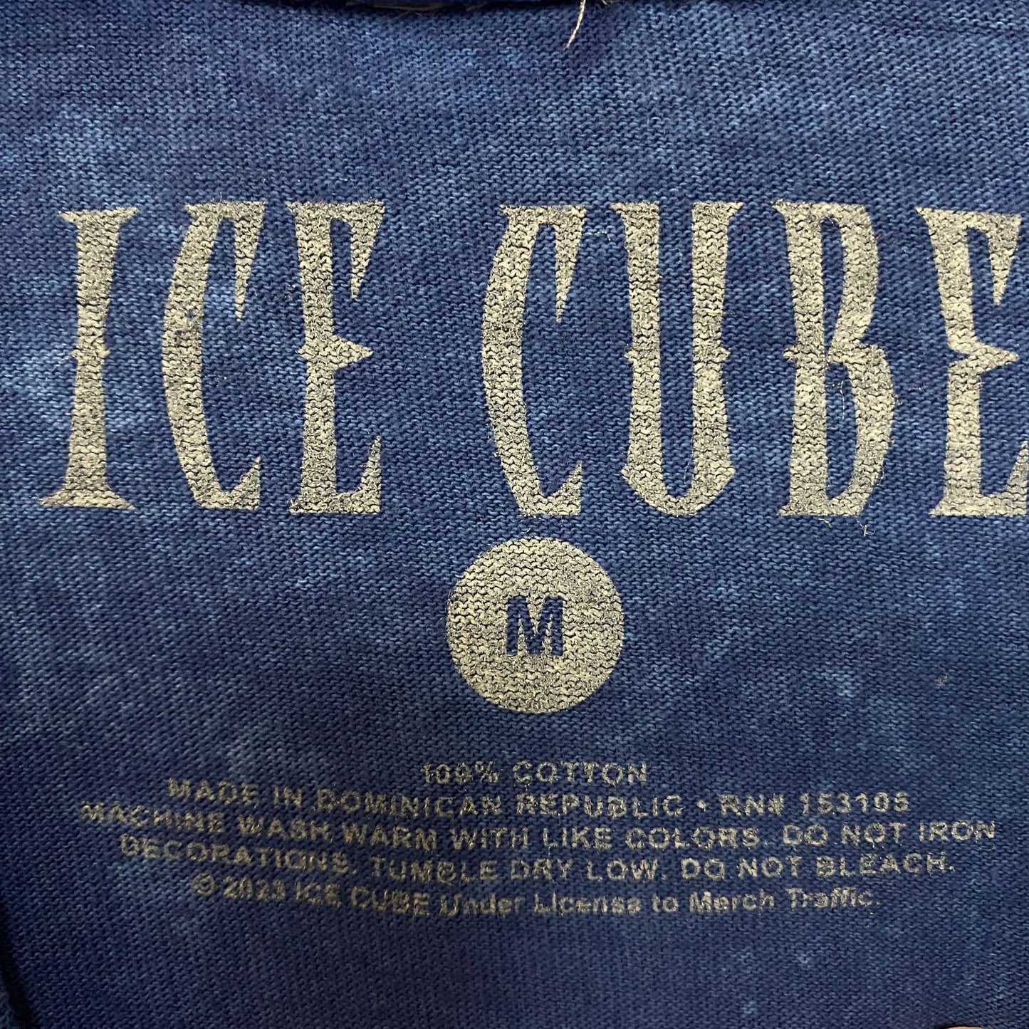 Ice Cube West Coast Good Day Portrait Acid Wash Blue Graphic T-Shirt Medium