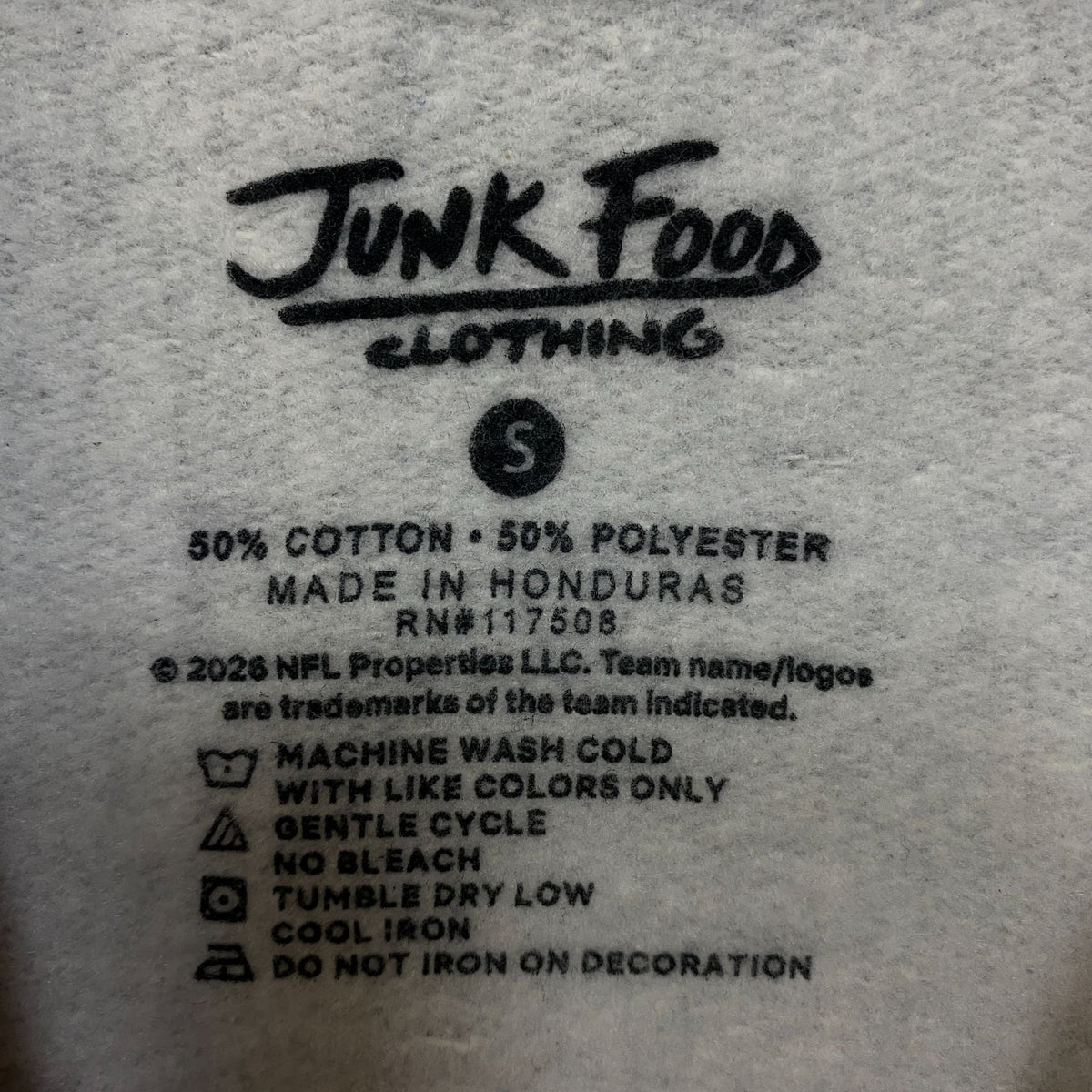 Junk Food Clothing New England Patriots Heather Gray Crewneck Pullover Sweatshirt Small