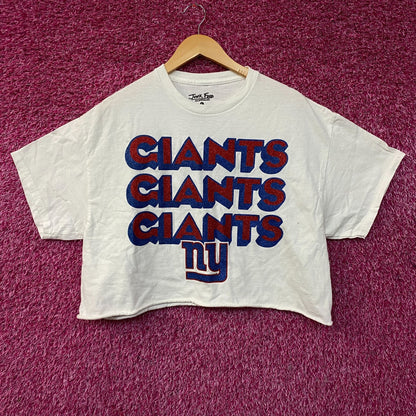 Junk Food Women's New York Giants Repeat Glitter Flea Market Crop Tee Large