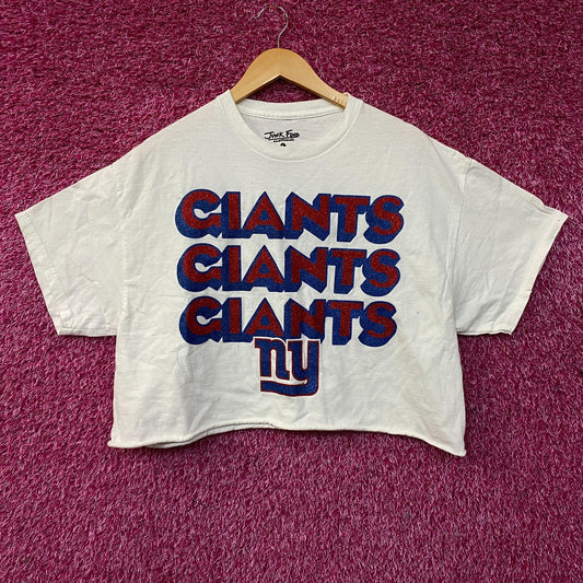 Junk Food Women's New York Giants Repeat Glitter Flea Market Crop Tee Large