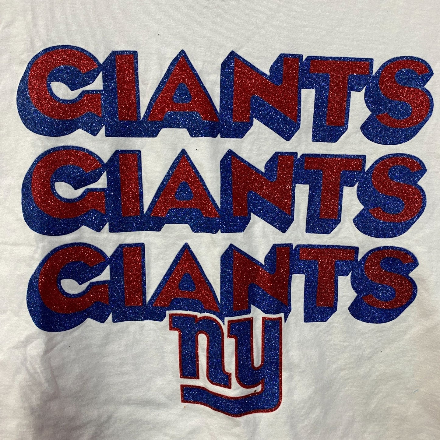 Junk Food Women's New York Giants Repeat Glitter Flea Market Crop Tee Large