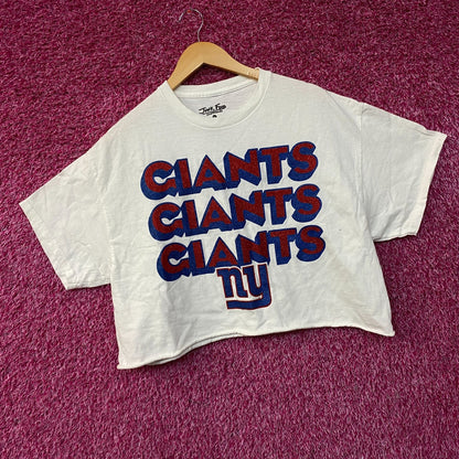 Junk Food Women's New York Giants Repeat Glitter Flea Market Crop Tee Large