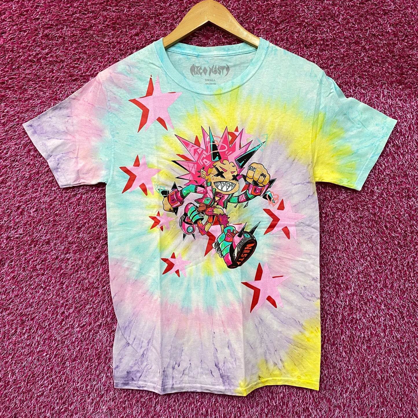 Rap Tees Rico Nasty Time Flies Animated Souncloud Rap Tie Dye size Small