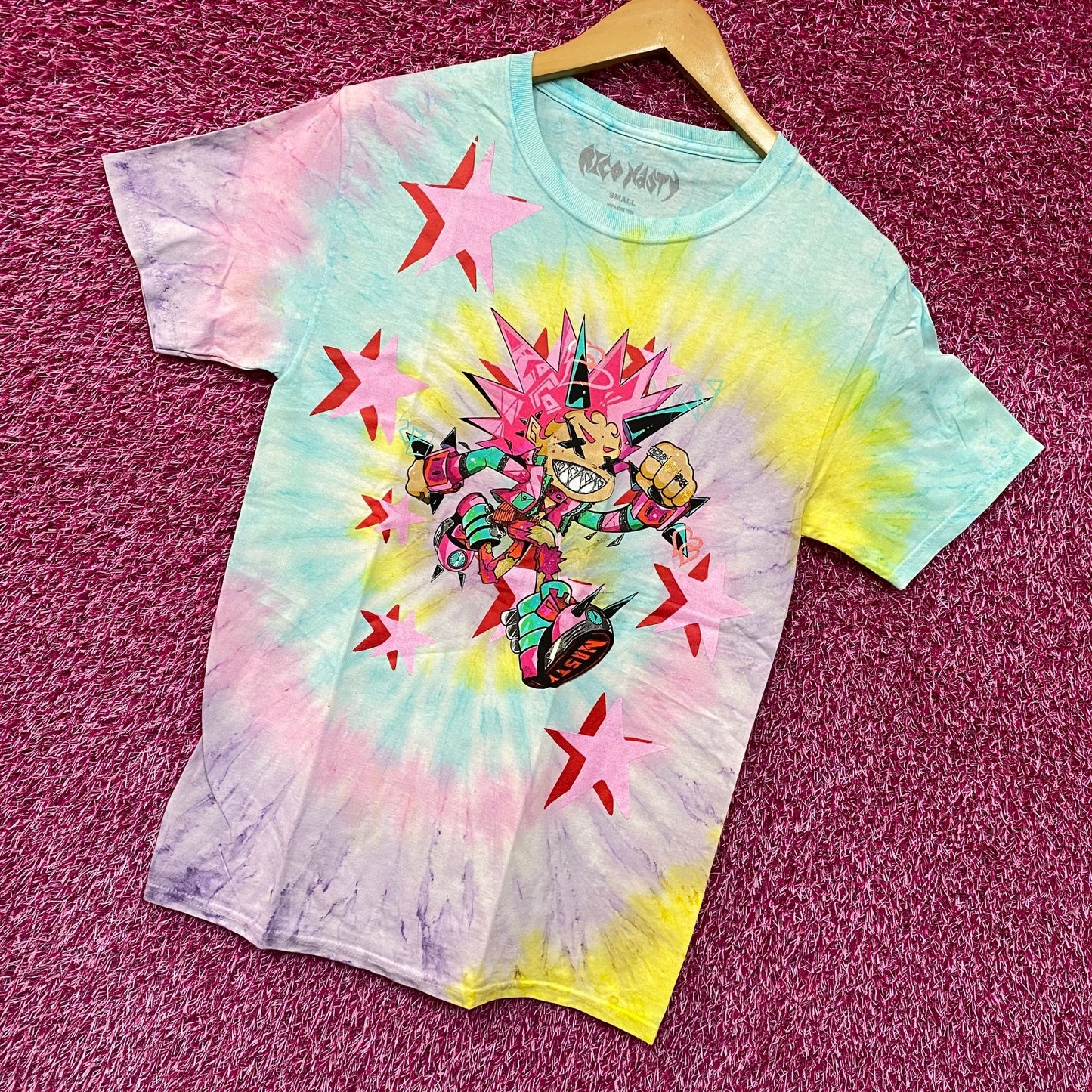 Rap Tees Rico Nasty Time Flies Animated Souncloud Rap Tie Dye size Small