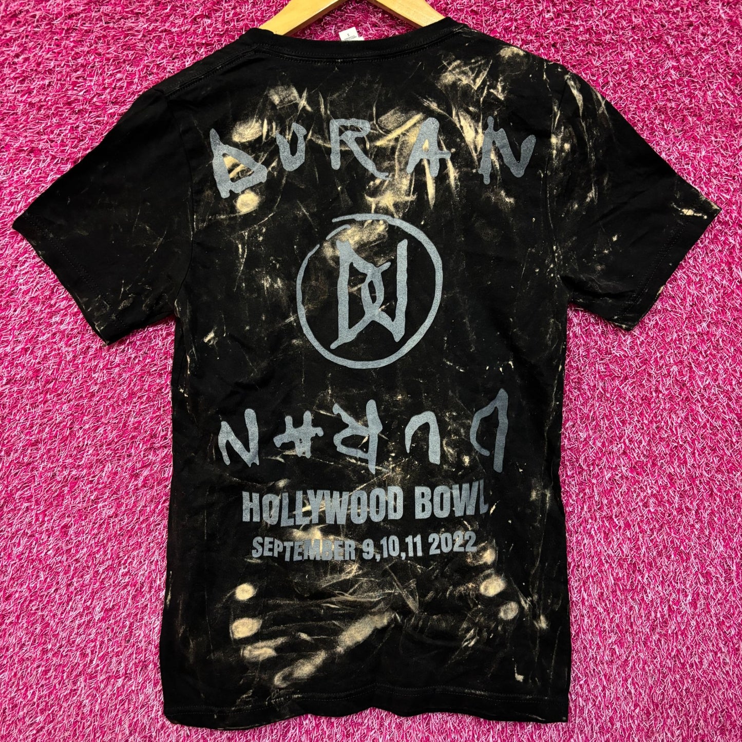 Duran Duran Live From the Hollywood Bowl Rock Bleach Dye Rock Tshirt size Small