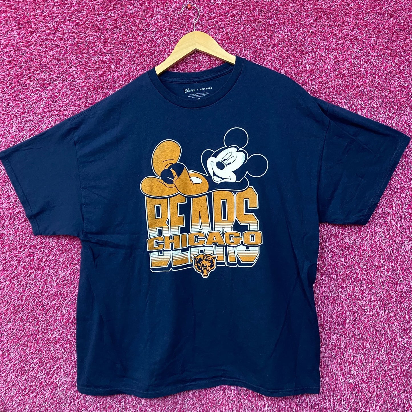 Disney x Junk Food NFL Chicago Bears Mickey Mouse Navy Blue Shirt XL