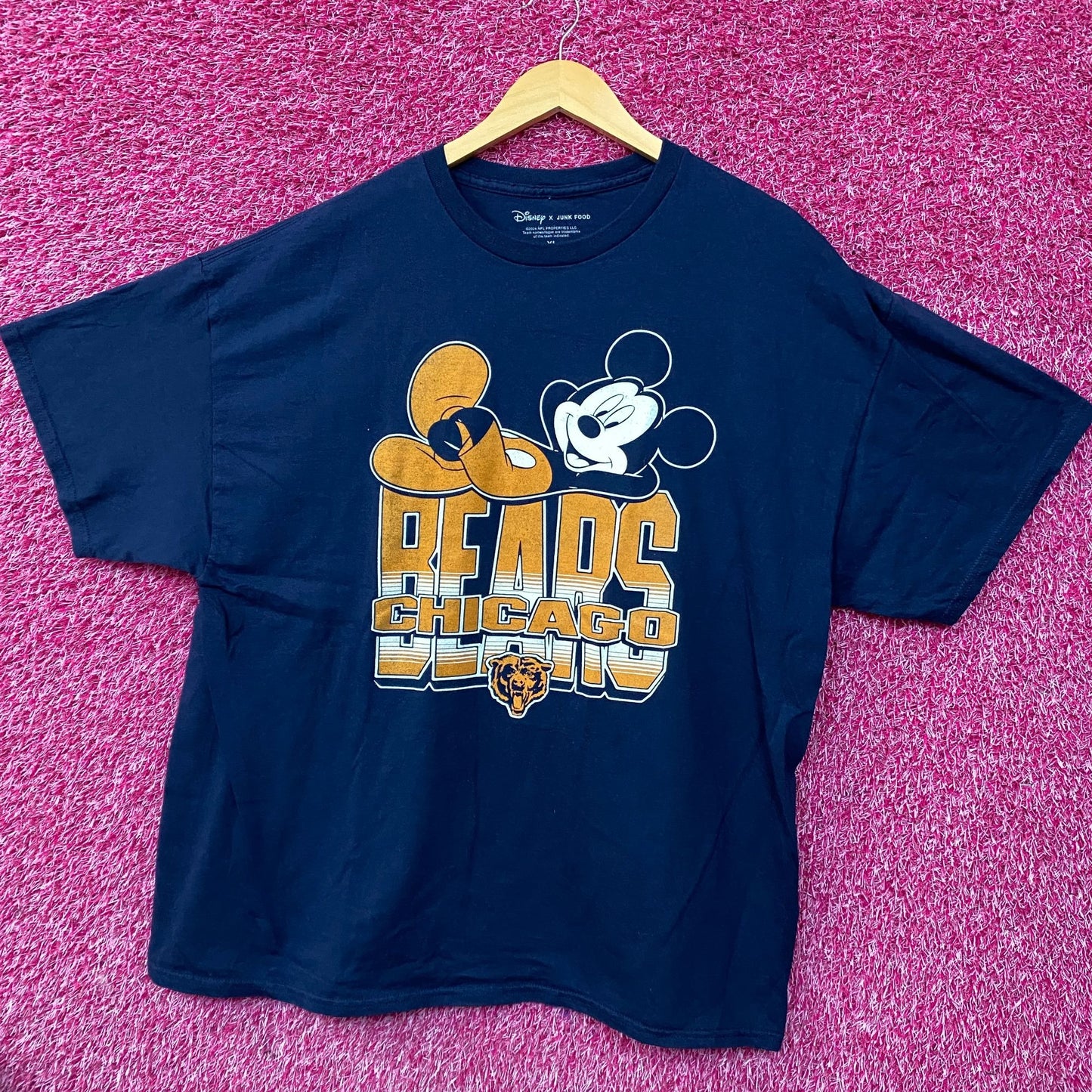Disney x Junk Food NFL Chicago Bears Mickey Mouse Navy Blue Shirt XL