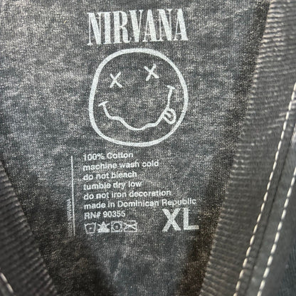 Nirvana Nevermind Dead Eye Smiley Grunge Acid Wash Tee XL