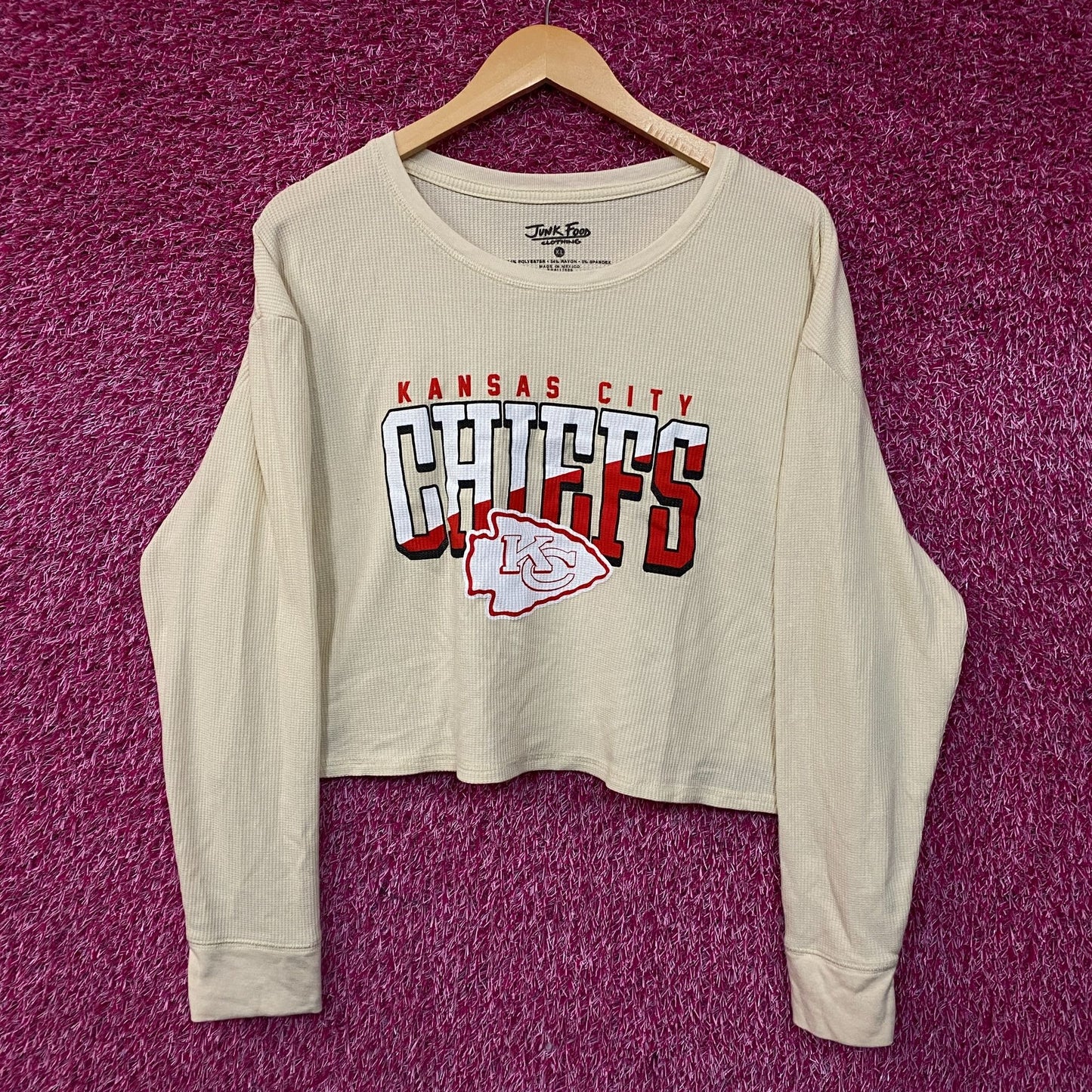 Junk Food Clothing Women's Kansas City Chiefs Slant Crop Thermal XL