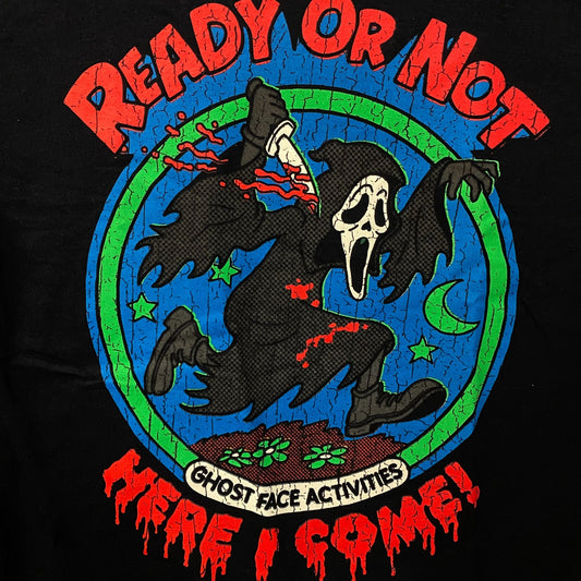 Ghost Face Ready or Not Here I Come! Horror Tshirt size Medium