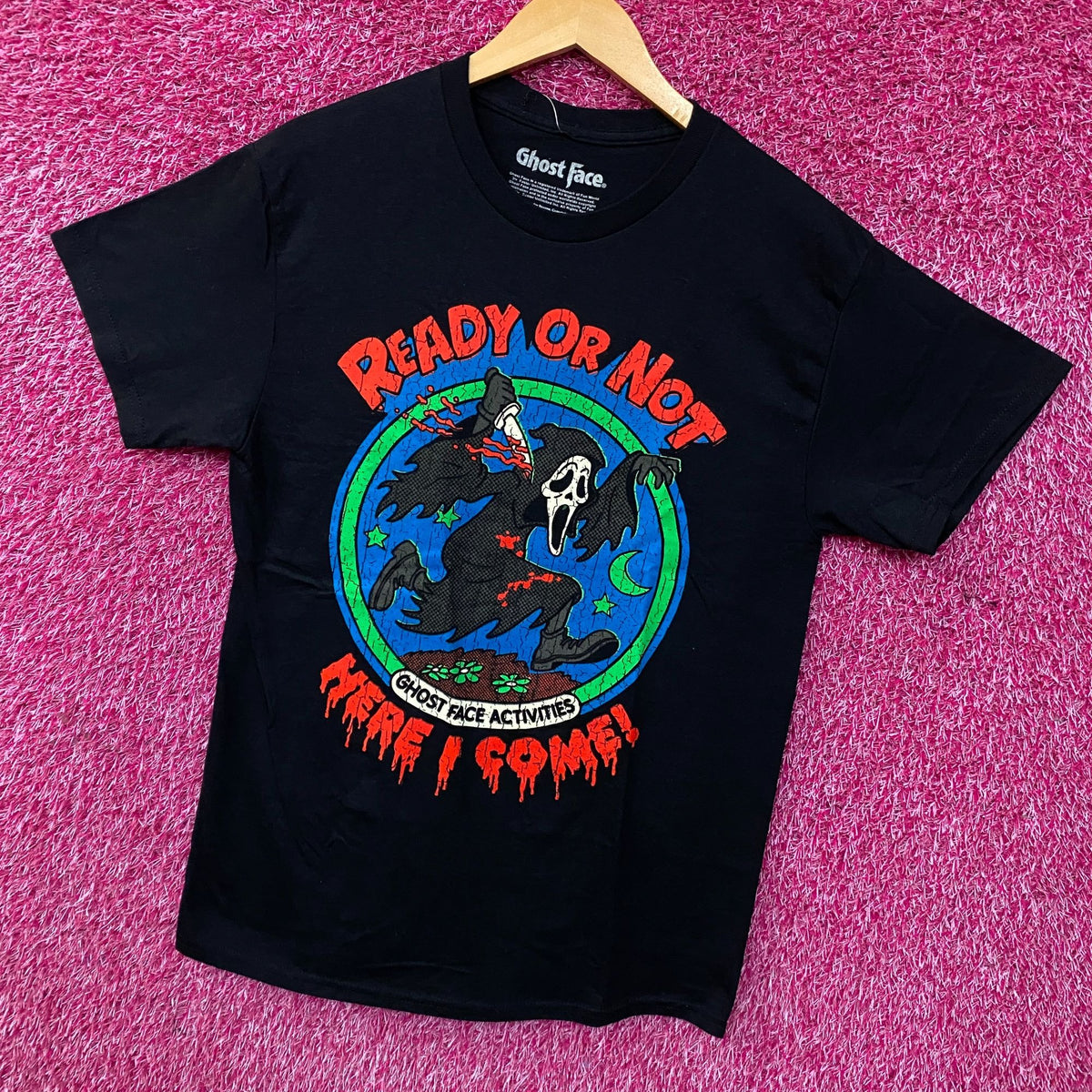 Ghost Face Ready or Not Here I Come! Horror Tshirt size Medium
