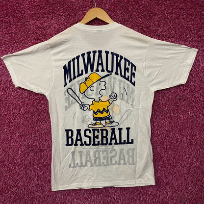 Peanuts Charlie Brown Milwaukee Baseball Retro T-Shirt Medium