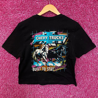 Junk Food Clothing Chevy Trucks Built To Stay Graphic Crop Tee Small