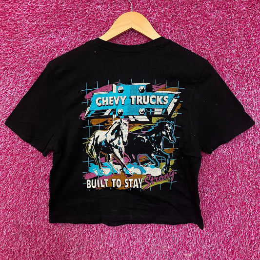 Junk Food Clothing Chevy Trucks Built To Stay Graphic Crop Tee Small
