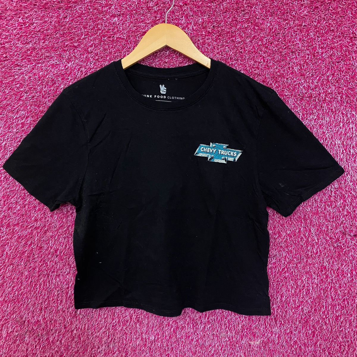 Junk Food Clothing Chevy Trucks Built To Stay Graphic Crop Tee Small