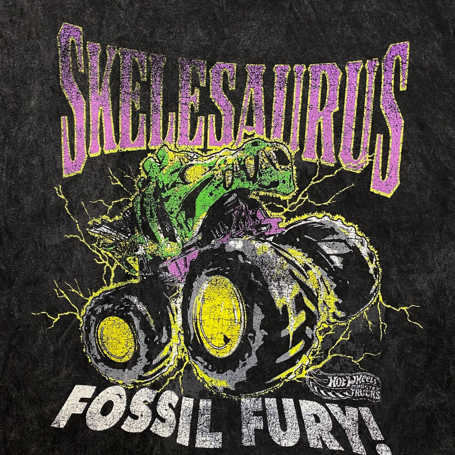 Hot Wheels Skelesaurus Fossil Fury Mineral Wash T-Shirt 2X