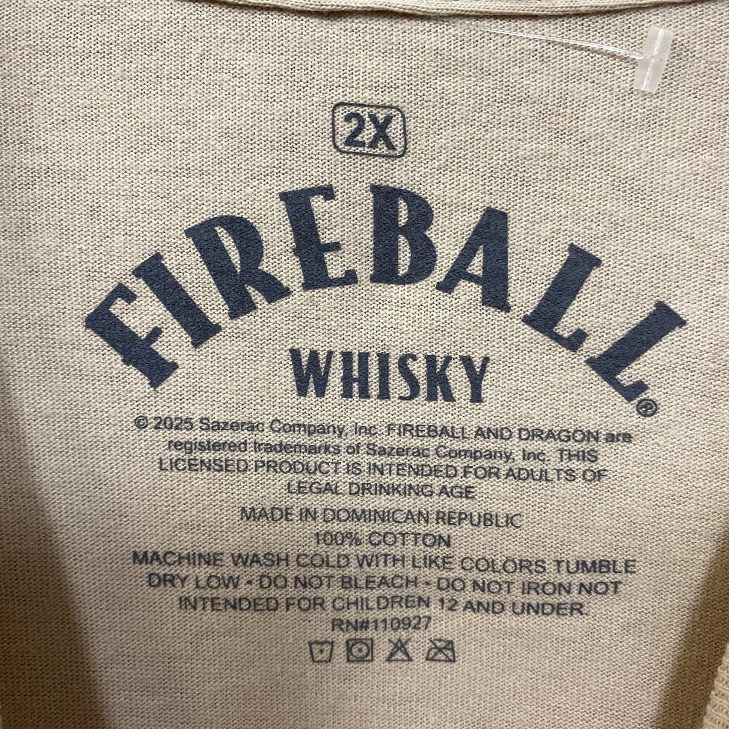 Fireball Whiskey Red Hot Logo Poster T-Shirt 2XL