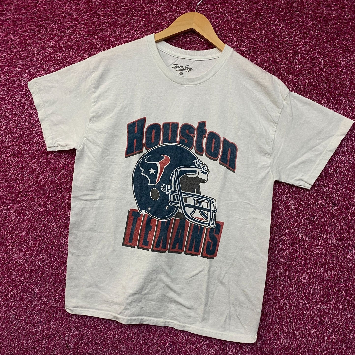 Junk Food NFL Houston Texas Throwback Helmet Logo T- Shirt Medium