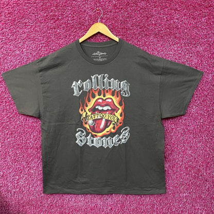Rolling Stones Flaming Tattoo Tongue Graphic T-Shirt 2XL