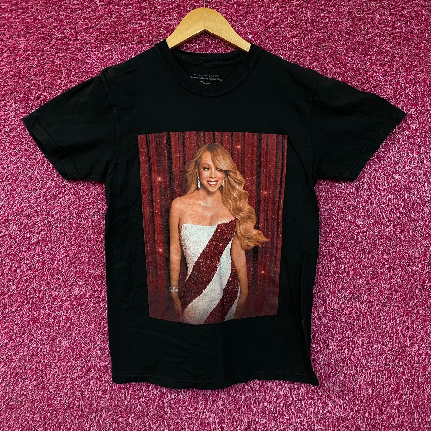 Mariah Carey Official Christmastime Tour Candy Cane Dress Tee Small