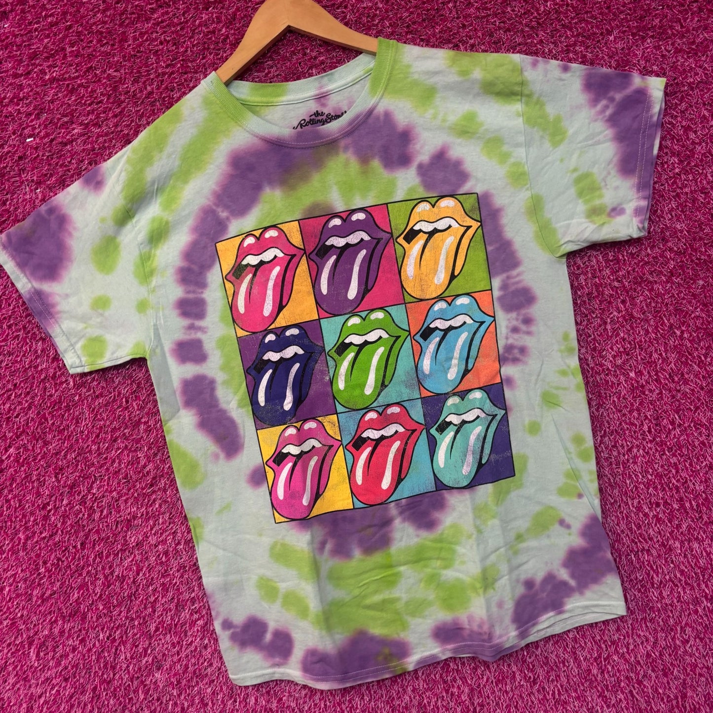 The Rolling Stones Hot Lips Pop Art Oversized Rock Tie Dye M