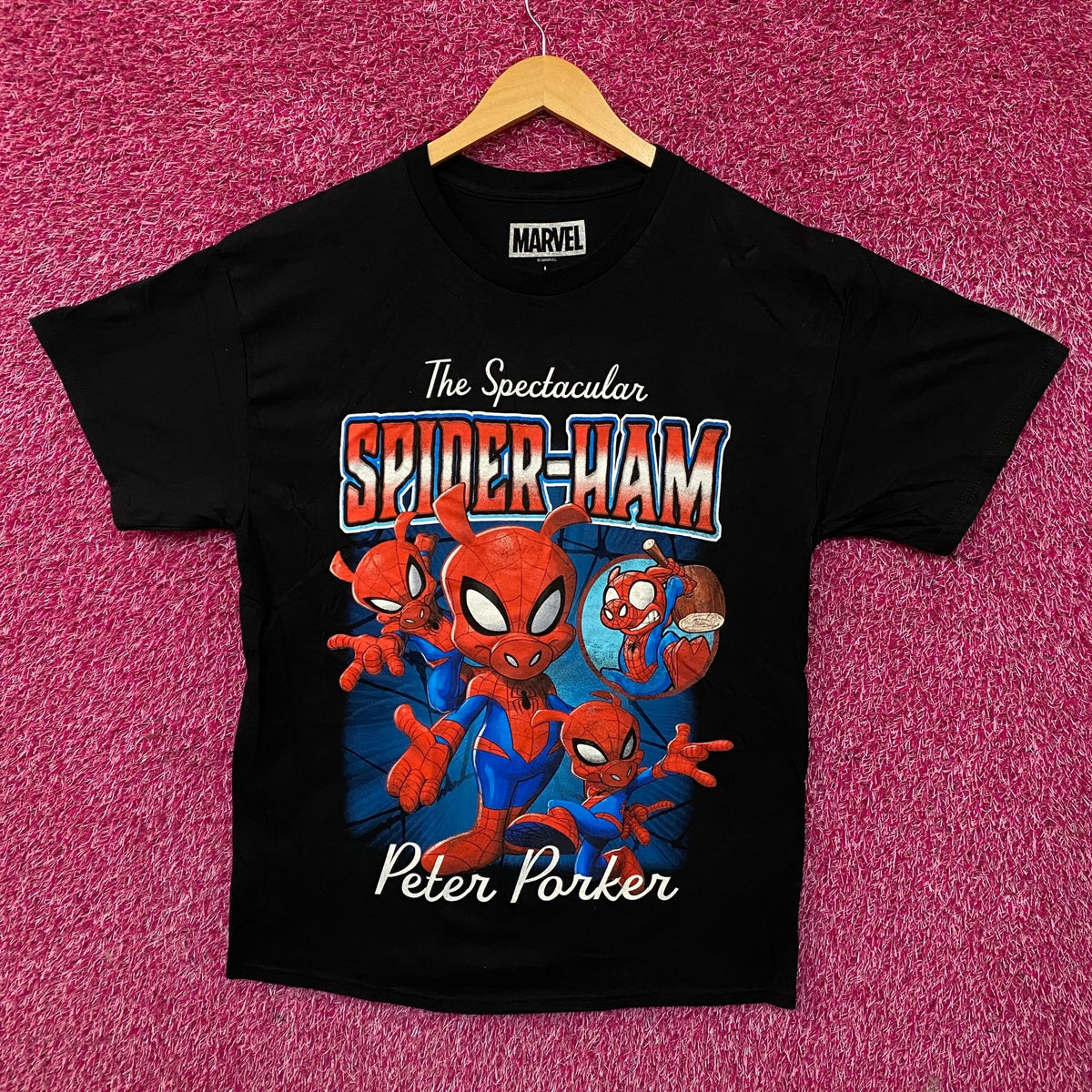 Marvel The Spectacular Spider-Ham Peter Porker Retro Comic Shirt Large