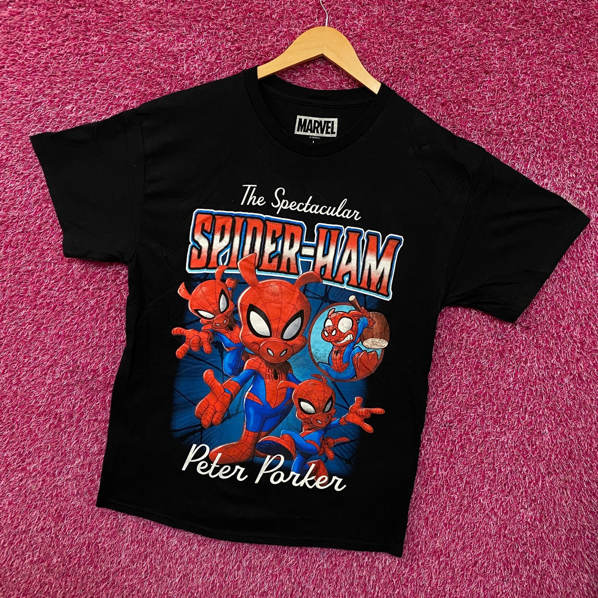 Marvel The Spectacular Spider-Ham Peter Porker Retro Comic Shirt Large