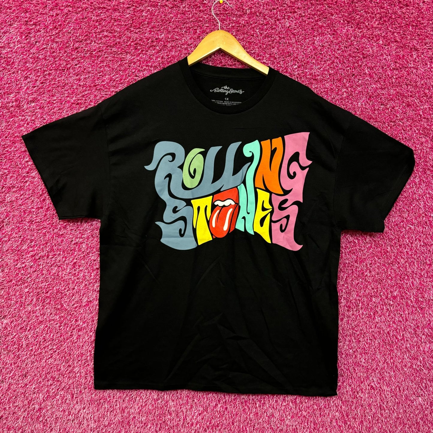 The Rolling Stones Groovy Spellout with Hot Lips Rock Tee 1X