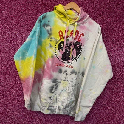 AC/DC Highway to Hell Album Rock Band Tie Dye Hoodie XL