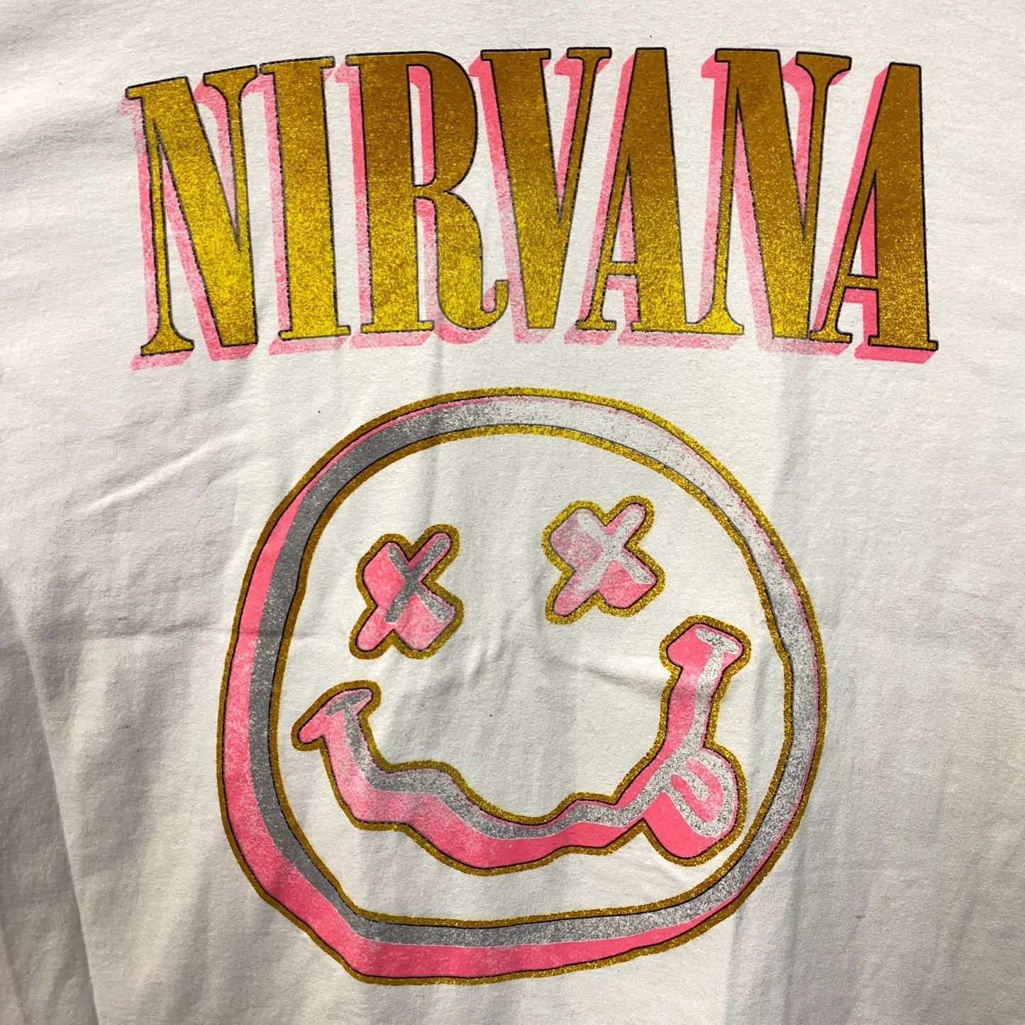 Nirvana Nevermind Smiley Logo Grunge Band T-Shirt Large