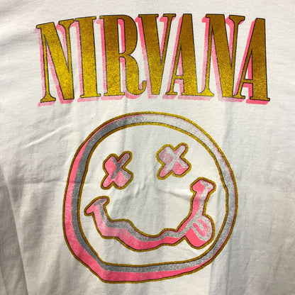 Nirvana Nevermind Smiley Logo Grunge Band T-Shirt Large