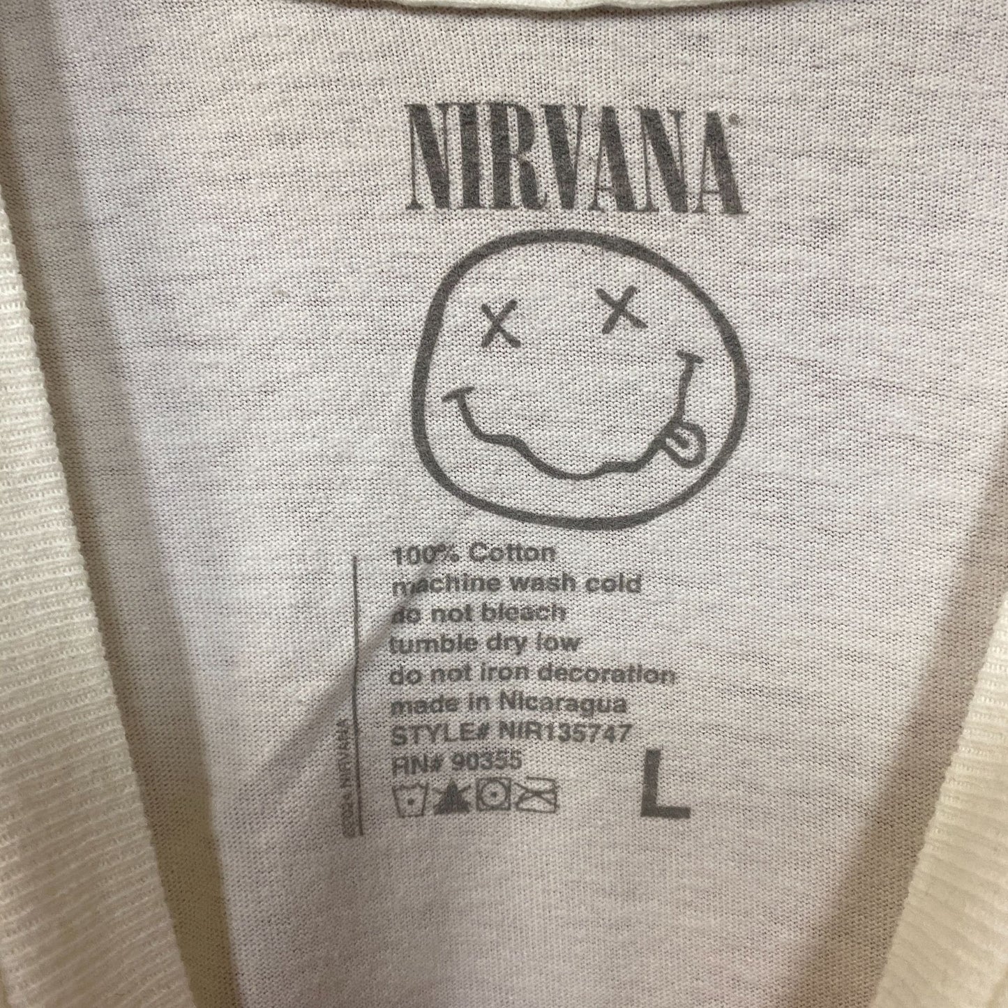 Nirvana Nevermind Smiley Logo Grunge Band T-Shirt Large