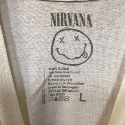 Nirvana Nevermind Smiley Logo Grunge Band T-Shirt Large