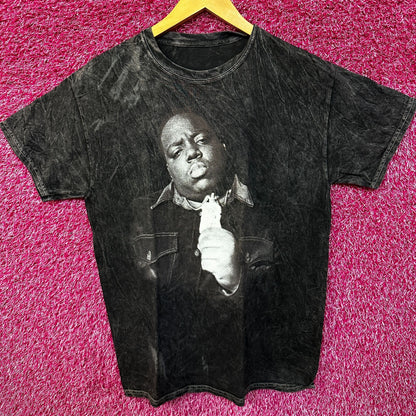 Notorious Big Mineral Wash Biggie Smalls Black washed tee Med