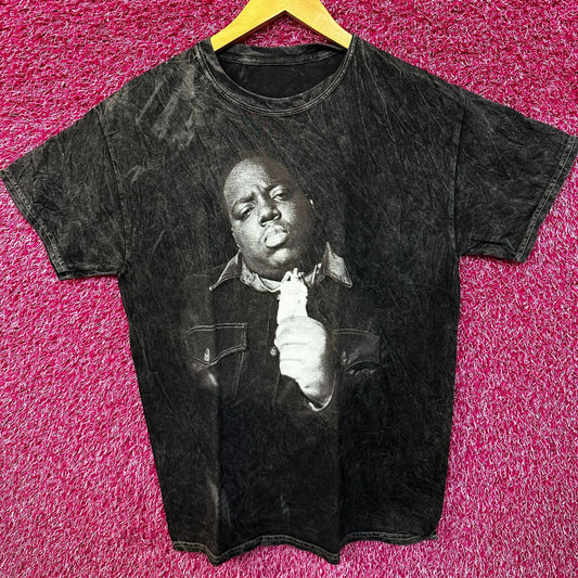 Notorious Big Mineral Wash Biggie Smalls Black washed tee Med