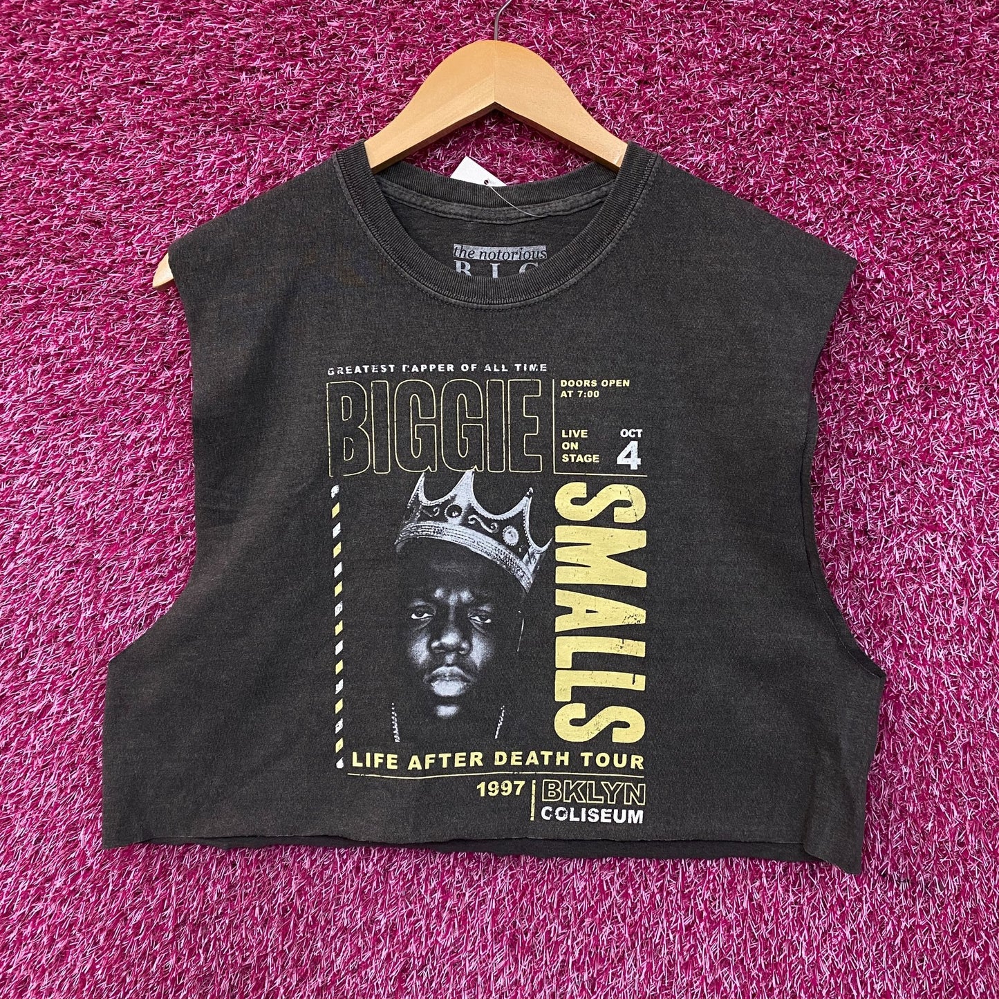 The Notorious B.I.G. Biggie Smalls Life After Death Tour Sleeveless Crop Tee Large