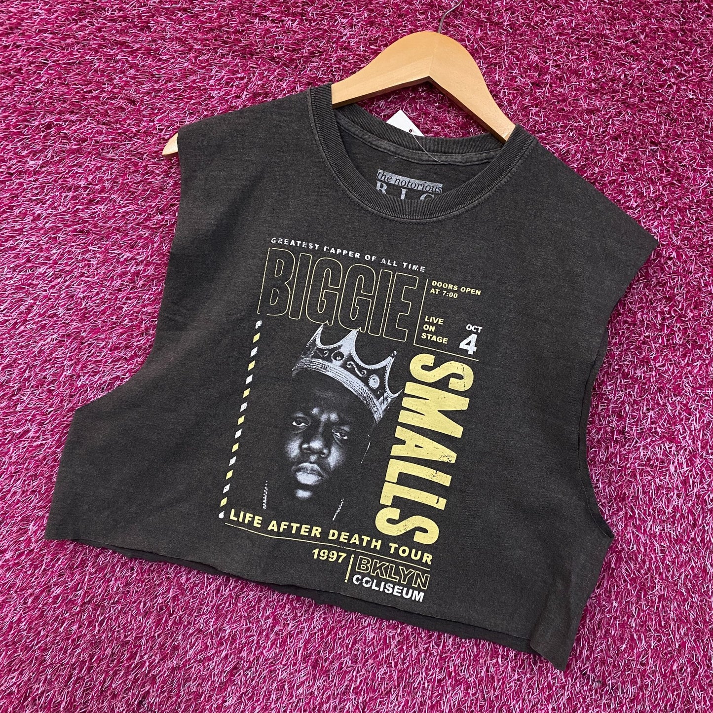 The Notorious B.I.G. Biggie Smalls Life After Death Tour Sleeveless Crop Tee Large