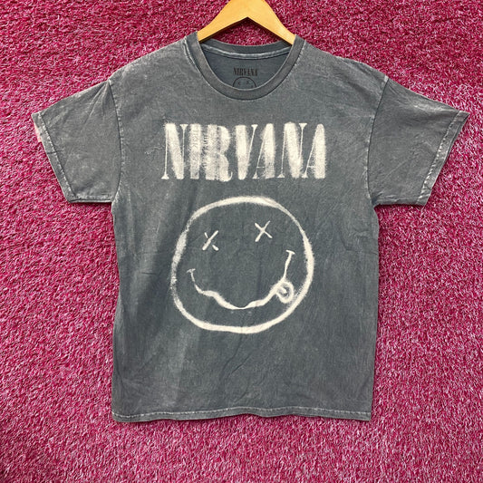 Nirvana Nevermind Tour Dead Eye Smiley Band Gray T-Shirt Large