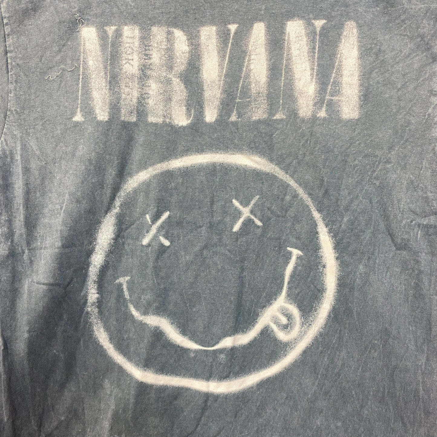 Nirvana Nevermind Tour Dead Eye Smiley Band Gray T-Shirt Large