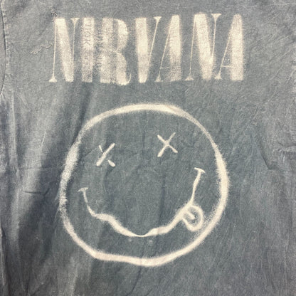 Nirvana Nevermind Tour Dead Eye Smiley Band Gray T-Shirt Large