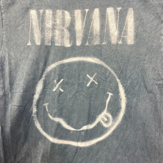 Nirvana Nevermind Tour Dead Eye Smiley Band Gray T-Shirt Large