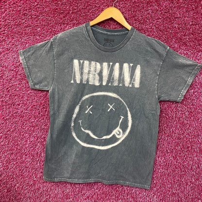 Nirvana Nevermind Tour Dead Eye Smiley Band Gray T-Shirt Large