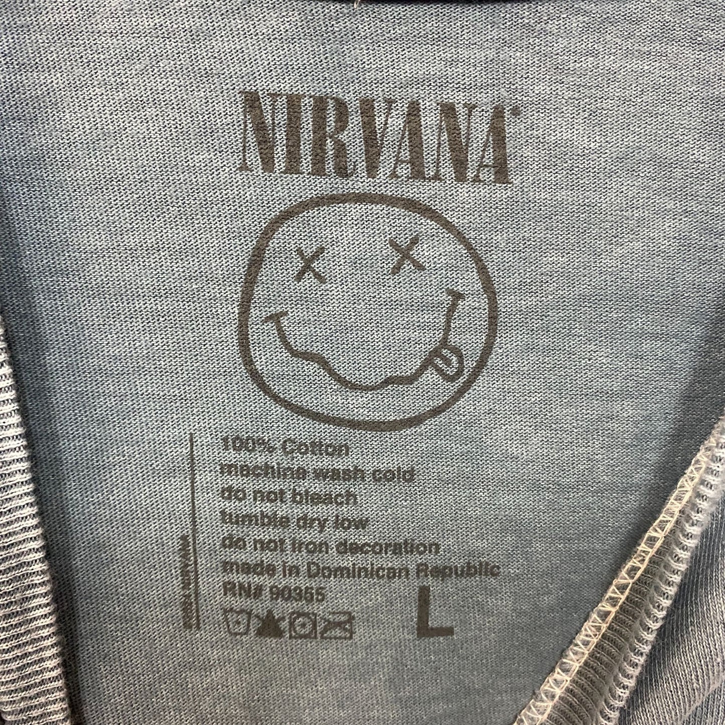 Nirvana Nevermind Tour Dead Eye Smiley Band Gray T-Shirt Large