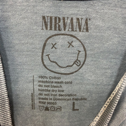 Nirvana Nevermind Tour Dead Eye Smiley Band Gray T-Shirt Large