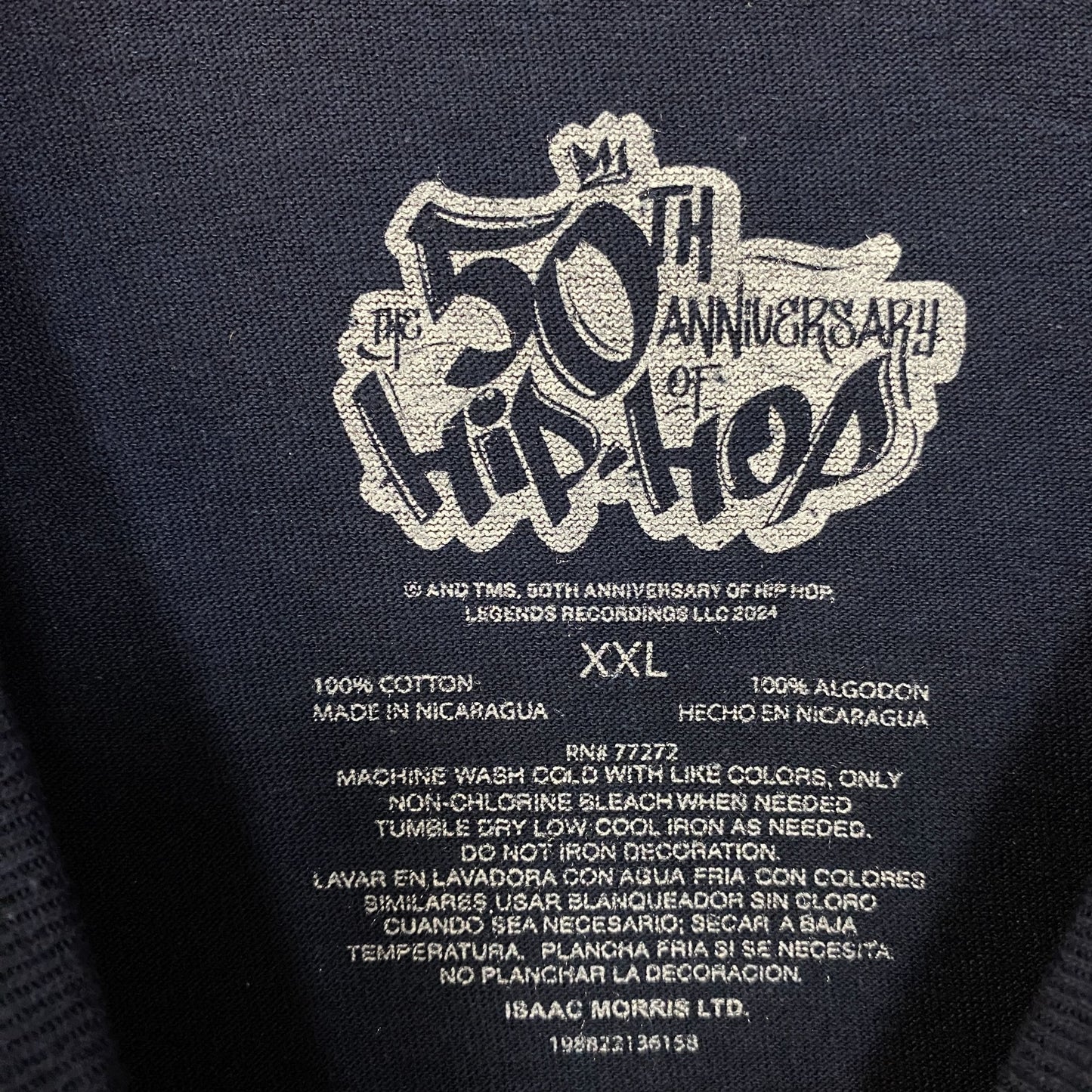 Ice-T Rhyme Syndicate 50th Anniversary of Hip Hop Graphic T-Shirt 2XL