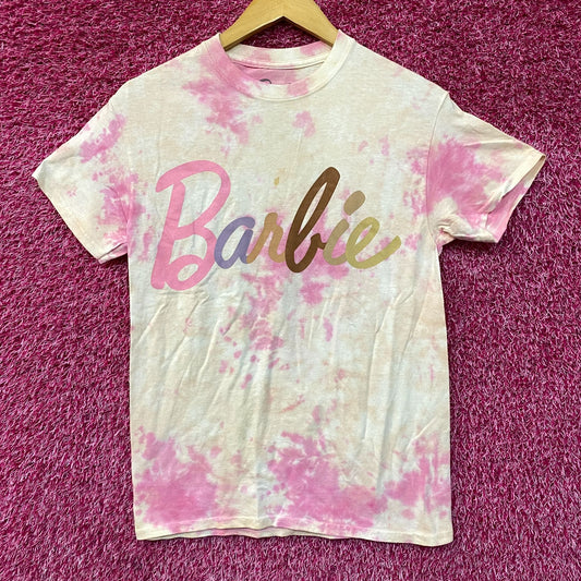 Barbie Title Logo Pink Tie-Dye T-Shirt Small